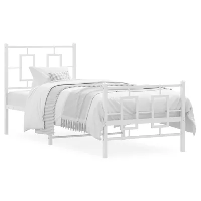 Produktbild von vidaXL Bettgestell mit Kopf- und Fußteil Metall Weiß 75x190 cm