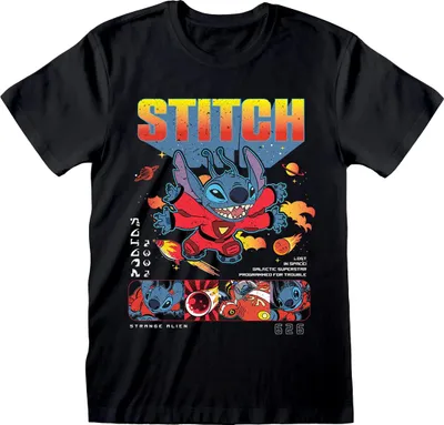 Produktbild von Lilo & Stitch - T-Shirt für Herren/Damen Uni HE3559 (XL) (Schwarz)