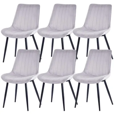 Produktbild von HOMAVO Esszimmerstuhl – Bequemer Samt- oder Kunstlederstuhl, ergonomisch, Metallgestell, breite Sitzfläche 53×43 cm, einfach montierbar, 6er Set