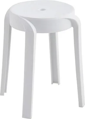 A white plastic stool on a white background.
