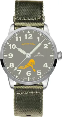 Produktbild von Stralmatic Arkona Fliegeruhr Air Cruiser Solarmatic grau Zifferblatt Textil Armband SAC11205 - Germany