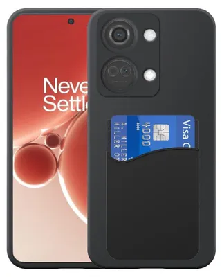 Image de Convient pour OnePlus Nord 3 Phone Case with Silicone Card Holder - Flexible Back Cover Case Silicone TPU with Silicone Cardslot - Black - Smartphonica