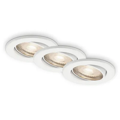 Produktbild von Briloner PRISMA LED Einbauleuchten 3er Set Weiß 3x5W 350lm Warmweiß Ø90mm