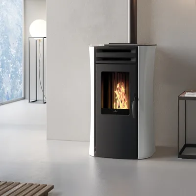 Produktbild von Edilkamin Dania Air Tight Plus Pelletofen Stahl Schwarz / Glas Weiß