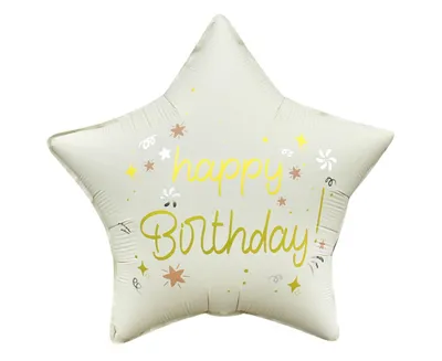 Produktbild von Heliumballon gefüllt Folienballon inkl. Helium Happy Birthday Stern weiß 19" in einer Dekobox