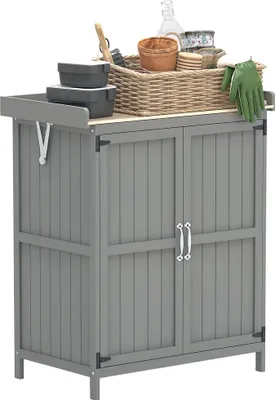 Produktbild von Outsunny Gartenschrank Holz, Geräteschuppen wetterfest 74x43x88cm, Gerätehaus