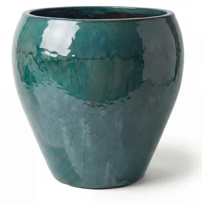 Produktbild von Provencelia Keramik Pflanzkübel Lafontaine Grün, Ø52 x H52 cm, frostbeständig, handgefertigt, glasiert, Outdoor, Garten, Terrasse, winterfest