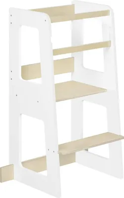 Produktbild von WOLTU Lernturm für Kinder ab 1 Jahr, Rausfallschutz, Massivholz MDF, Weiß Holzfarbe
