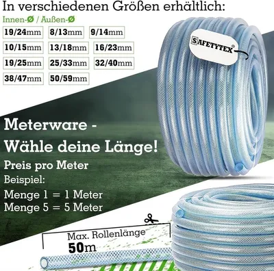 Produktbild von PVC Druckluftschlauch Gewebeschlauch Schlauch Luftschlauch Meterware und Rollen 25/33 mm