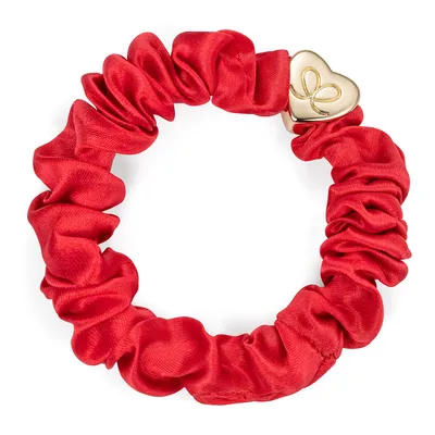 Produktbild von By Eloise London Gold Heart Silk Scrunchie Cherry Red
