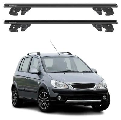Imagen del producto de Soportes básicos para portaequipajes, compatibles con Hyundai Getz Cross (2006-2011), aluminio, capacidad de 90 kg, color negro, juego de 2 piezas, Imagen generada por IA