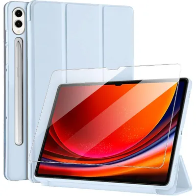 Image de Coque + Verre Trempé pour Samsung Galaxy Tab S9 Plus / S10 Plus, Protection avec Fonction Support - Bleu
