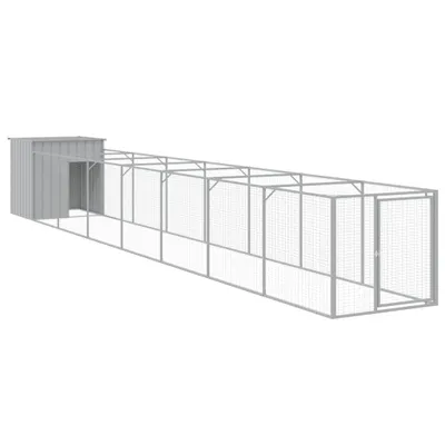 Image de vidaXL Niche pour chiens avec enclos gris clair 110x813x110 cm Acier galvanisé