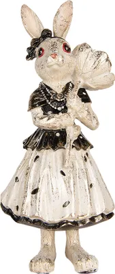 Produktbild von Clayre & Eef Dekorationsfigur Kaninchen 30 cm Beige Schwarz Kunststoff
