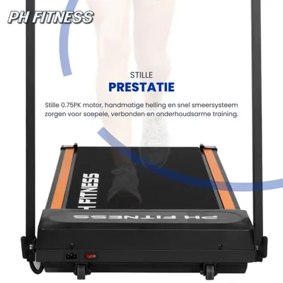 Obrázok produktu pre PH Fitness F2A bežecký pás, 1–8 km/h, sklopné madlo, bežecká plocha 103 × 38,5 cm, aplikácia FitShow, max. 120 kg – čierny