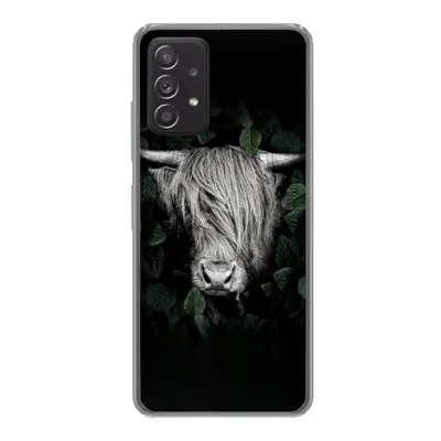 Produktbild von MuchoWow® Handyhülle Schutzhülle Hülle für Samsung galaxy a73 Schottischer Highlander - Blätter - Porträt Silikon Softcase Handy Hülle - Handyhülle