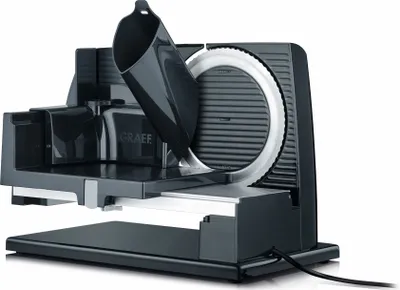 Produktbild von GRAEF S11002 - Elektrischer Allesschneider SKS110,  Germany, Edelstahl-Wellenschliffmesser Ø170 mm, Schnittstärke 0-20 mm, Energiesparmotor