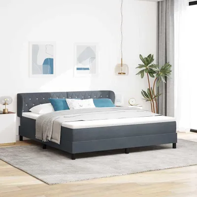 Produktbild von Maison Exclusive - Boxspringbett mit Kopfteil Dunkelgrau 180 x 200 cm Samt