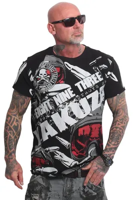 Obrázok produktu pre Pánske tričko Yakuza Danger Allover, štandardný strih, čierne, 5XL