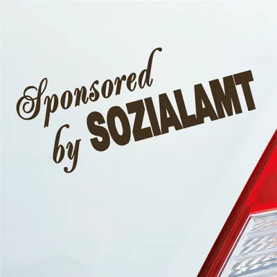 Produktbild von Auto Aufkleber Sponsored by Sozialamt Car PKW 15x6 cm Braun Sticker Heckscheibenaufkleber