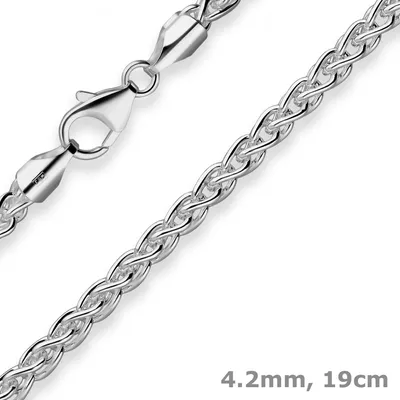 4-2mm-Armband-Zopfkette-aus-925-Silber-rhodiniert-19cm
