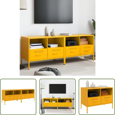 Produktbild von The Living Store TV-Schränke 2 Stk. Senfgelb 68x39x50,5 cm Kaltgewalzter Stahl