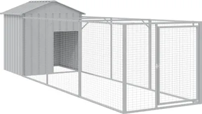 Obrázok produktu pre vidaXL Domček pre psov so strechou svetlosivý 117x405x123 cm pozinkovaná oceľ