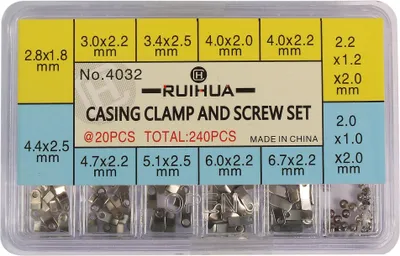 Produktbild von Gehäuseklammern- und Schraubenset, Edelstahl, silberfarben