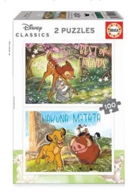 Zdjęcie produktu dla Educa Disney Classics – puzzle 2 x 100 elementów, wielokolorowe, dla dzieci, wielokolorowe, jeden rozmiar