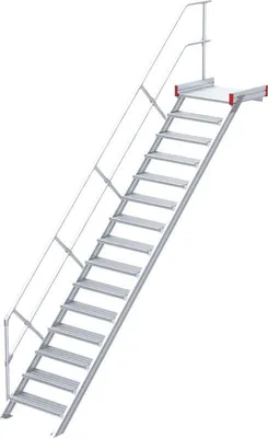 Produktbild von Euroline 511 Podesttreppe 45° 1000mm Stufenbreite 15 Stufen Alu gerieft