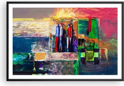 Produktbild von Gerahmtes Poster - Schwarzer Rahmen - Abstraktion modern - 91,5x61 cm - Wand Bild - Wanddeko - Wandbilder - Kunstposter - Wandposter - Bilderrahmen - Bilder - Kunstdruck - Wandbild - P2BAA91x61-3670