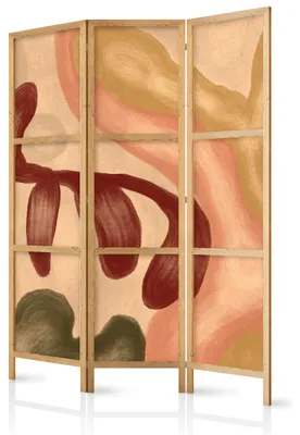 Immagine prodotto di Pannello divisorio giapponese, 3 ante, pieghevole, realizzato in tessuto non tessuto di alta qualità, design retrò astratto, ideale per la camera da letto, dimensioni 135 cm x 172 cm