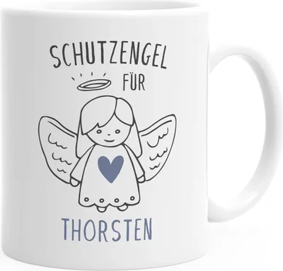 Produktbild von SpecialMe® personalisierte Kaffeetasse Schutzengel mit Name Namenstasse personalisierte Geschenke Glückstasse weiß Keramik-Tasse