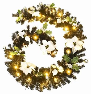Produktbild von vidaXL Weihnachtsgirlande mit LED-Lichtern Schwarz 2,7 m PVC