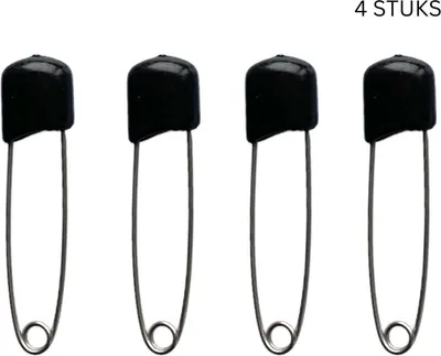Zdjęcie produktu dla Szpilki bezpieczeństwa Jumada (4 sztuki) z nasadką ochronną – czarne – 5,4 cm – szpilki do pieluch wielorazowych – szpilki bezpieczeństwa dla niemowląt – bezpieczeństwo niemowląt.