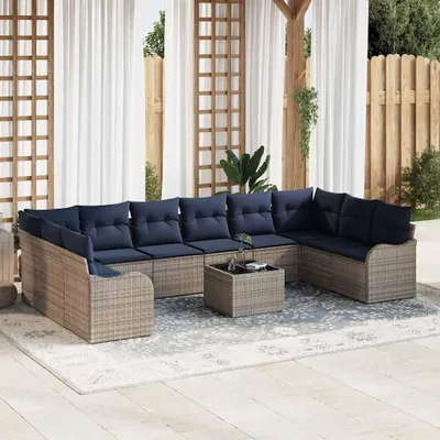 Image de Maison Exclusive - Ensemble de canapés 11 pièces, couleur grise, revêtement en polyester