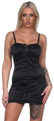 Produktbild von Damen Negligé Satin Nachtkleid; Schwarz/L/40