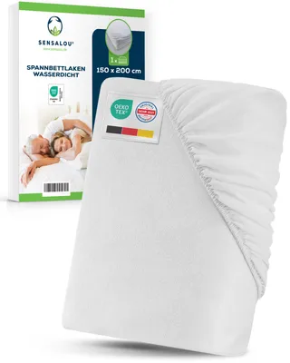 Produktbild von Sensalou Spannbettlaken 150 x 200 cm Doppelbett Baumwolle Allergiker atmungsaktiv