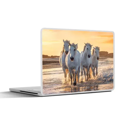 Produktbild von MuchoWow® Laptop Aufkleber Sticker Cover Pferde - Wasser - Strand - Tiere 25x18 cm - Laptop-Deko