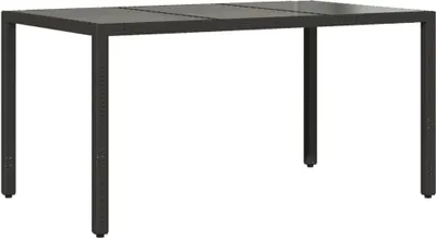 Produktbild von vidaXL Gartentisch mit Glasplatte Schwarz 150x90x75 cm Poly Rattan