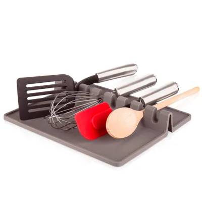 Image de Support d'ustensiles de cuisine Dessous de plat en silicone Support d'ustensiles de cuisine Gris