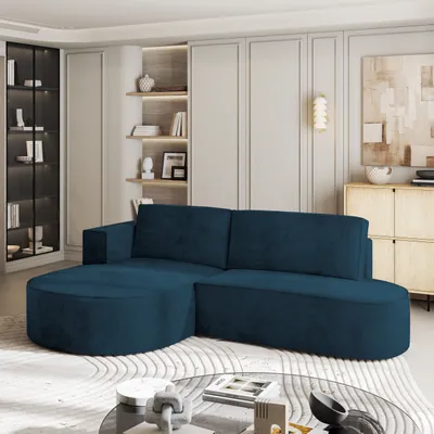 Produktbild von Masseno Ecksofa CORTIO M L-S mit Schlaffunktion L-Form, Sofa mit Bettkasten, Wohnzimmersofa, Couch, Soffa, Bettsofa, Couchgarnitur- Blau, MONOLITH 77