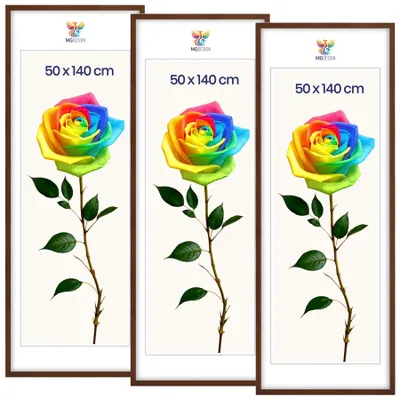 Obrázok produktu pre MG Design, sada 3 rámov na obrazy, hnedá, 50x140 cm - rám na plagáty z masívneho dreva s akrylovým sklom, zosilnený systém na zavesenie, možnosť zavesenia na výšku alebo na šírku