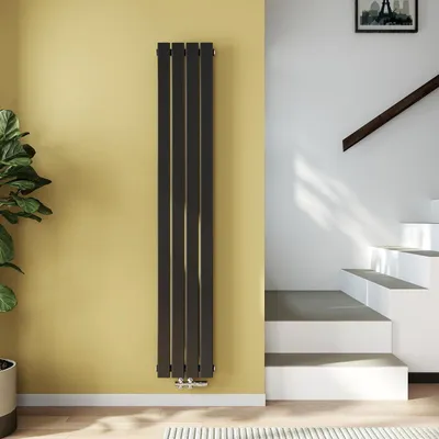 Produktbild von EMKE Heizkörper Flach Designheizkörper Paneelheizkörper Vertikal Einlagig Mittelanschluss 180x30cm 559W Schwarz ohne Heizstab