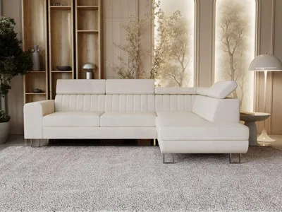 Produktbild von GrainGold Ecksofa L-Form Rechts Berona - Ecksofa mit Schlaffunktion und Bettkasten - Moderne Ecksofa, Wohnzimmer Ecksofa - Eckcouch Beige (Royal 02)