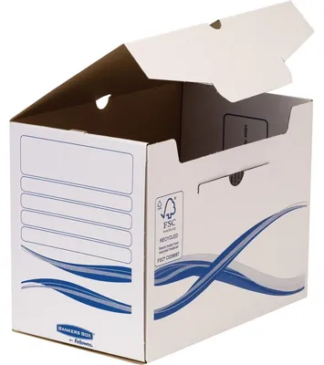 Produktbild von BankersBox Archivschachtel A4+ B:200mm weiß/blau        10PK