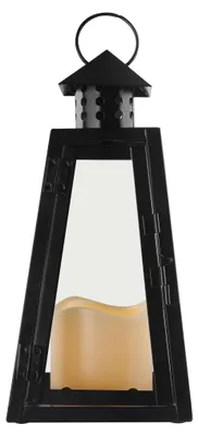 LED Laterne schwarz, eckig, 26,5 cm, 3x AAAInnen, Vintage