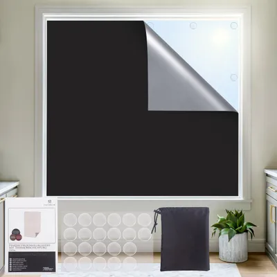 Produktbild von Verdunkelungsstoff Fenster ohne Bohren Thermobeschichtung 140x300cm schwarz VICTORIA M