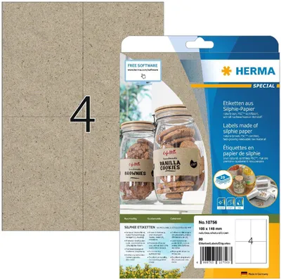 Obrázek produktu pro Herma HERMA 10756 samolepicí etiketa Obdélník Permanentní hnědá 80 ks