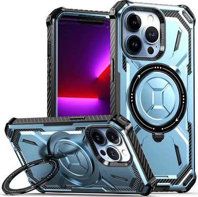 Produktbild von Schutzhülle für iPhone 13 Pro Magnetisches Kickstand Hülle, Kompatibel mit Magsafe Ladegerät Blau